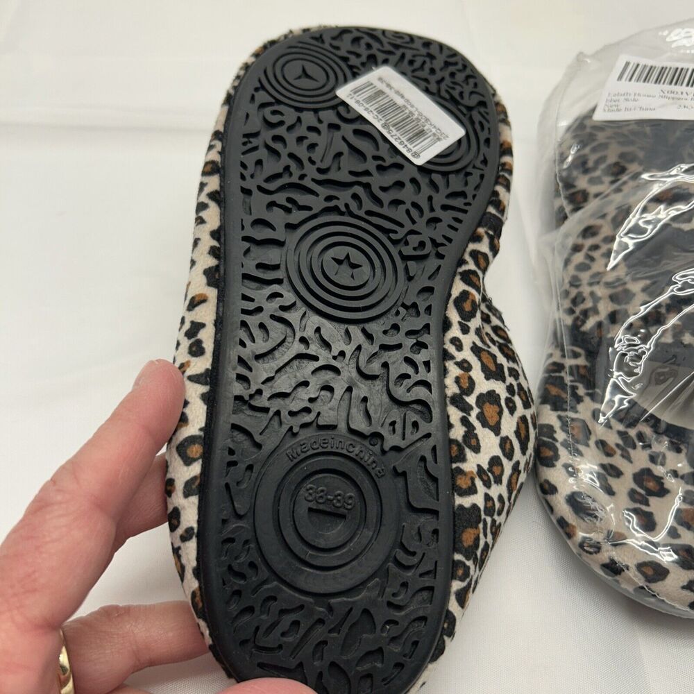 Mary Jane Flat Style House Slipper Leopard Rubber Sole Size 8 New - Picture 4 of 6